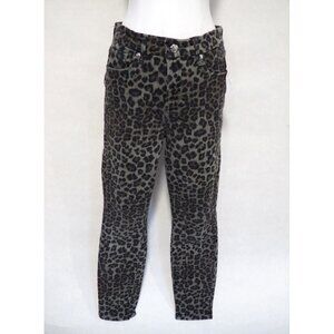 Good American Gray & Brown Leopard Print Good Waist Crop Jeans, Size 8/29